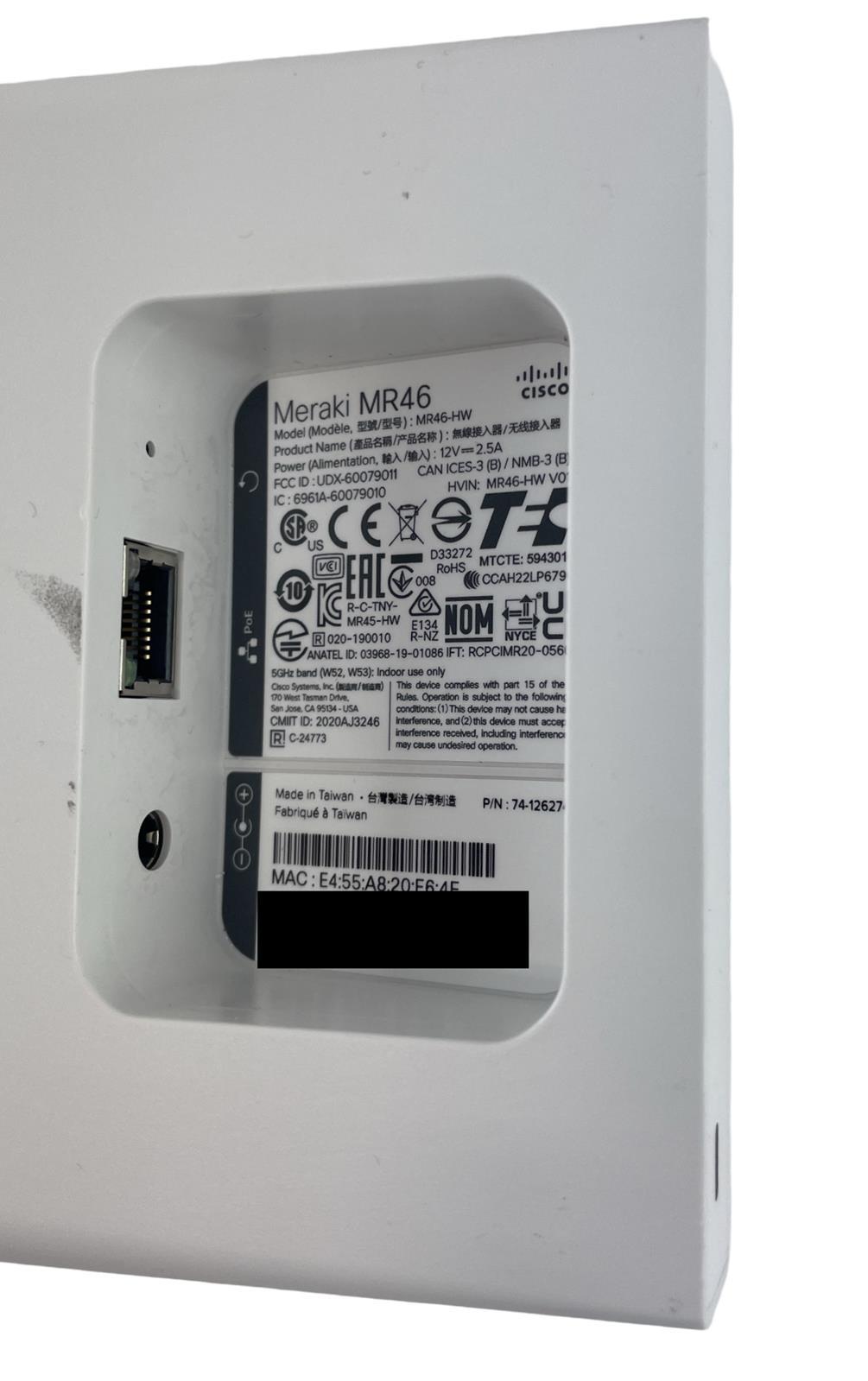Cisco Meraki MR46-HW Cloud Managed Access Point 74-126274-01 - Unclaimed