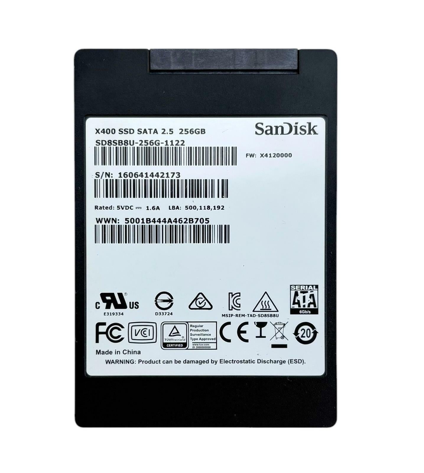 SanDisk X400 SD8SB8U-256G-1122 256GB SATA 6Gb/s 2.5" Internal SSD