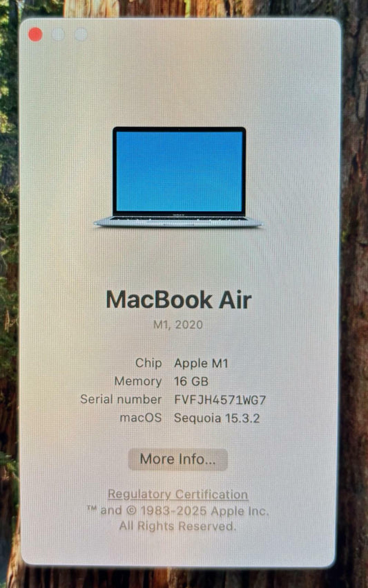 Apple MacBook Air 13" A2337 2020 2.10GHz 8-Core M1 256GB SSD 16GB RAM #226770