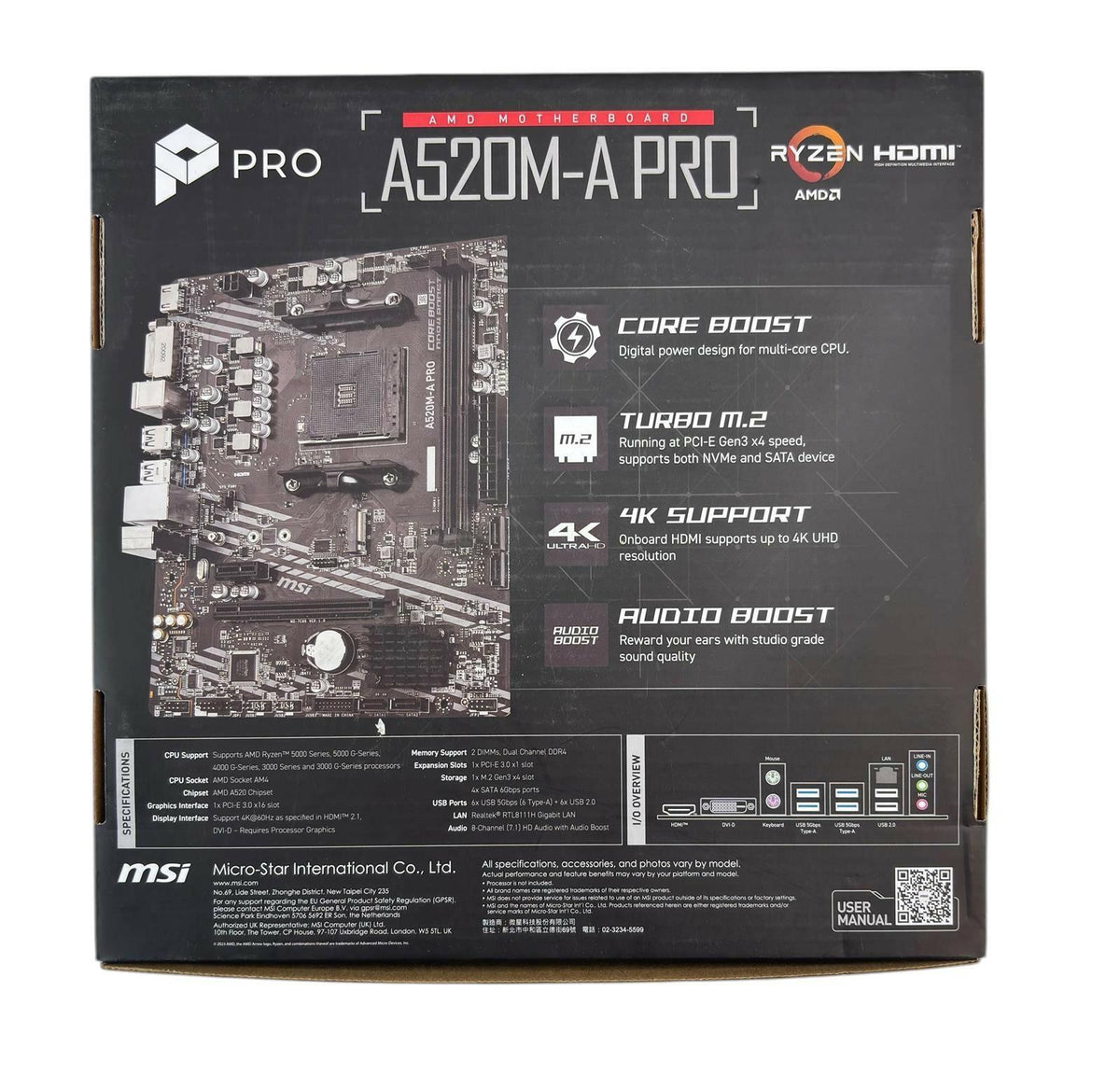 MSI A520M-A PRO AM4 Micro-ATX Motherboard w/ AMD Risen 5 5500 8-Core CPU