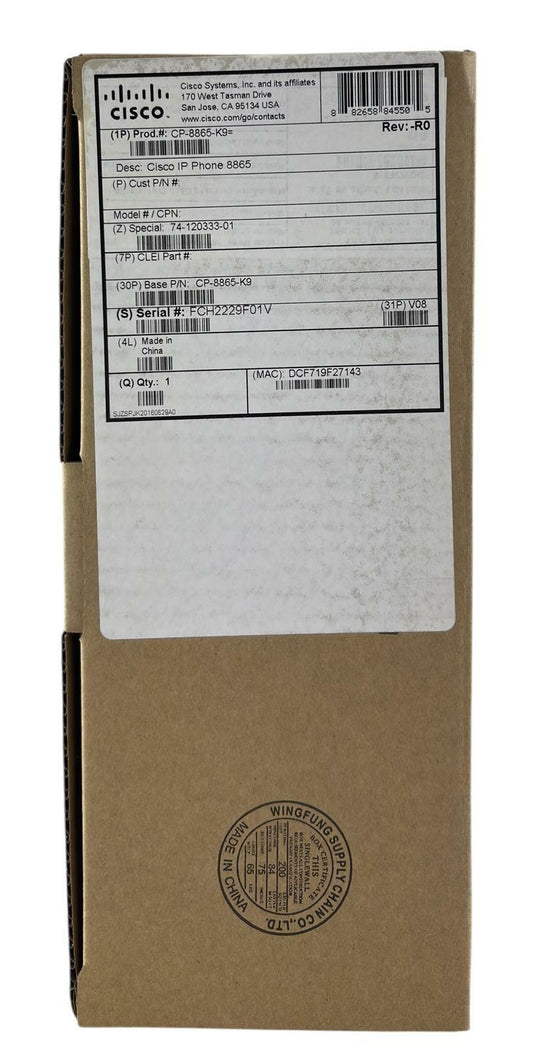 NEW Open Box - Cisco CP-8865-K9 V08 Multiplatform IP VoIP Video Business Phone