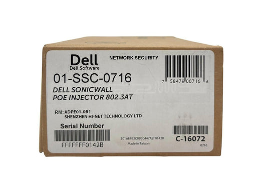 NEW - Open Box - Dell Sonicwall 01-SSC-0716 PoE Injector 802.3at (ADPE01-0B1)