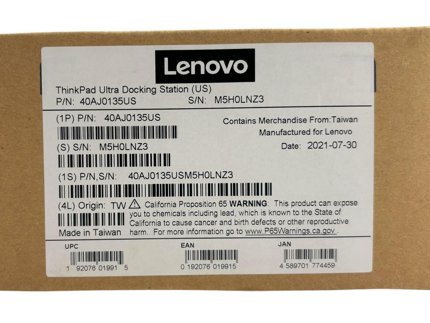 New - Open Box - ThinkPad Ultra Dock Type 40A2 SD20A06046 w/ Lenovo AC Adapter