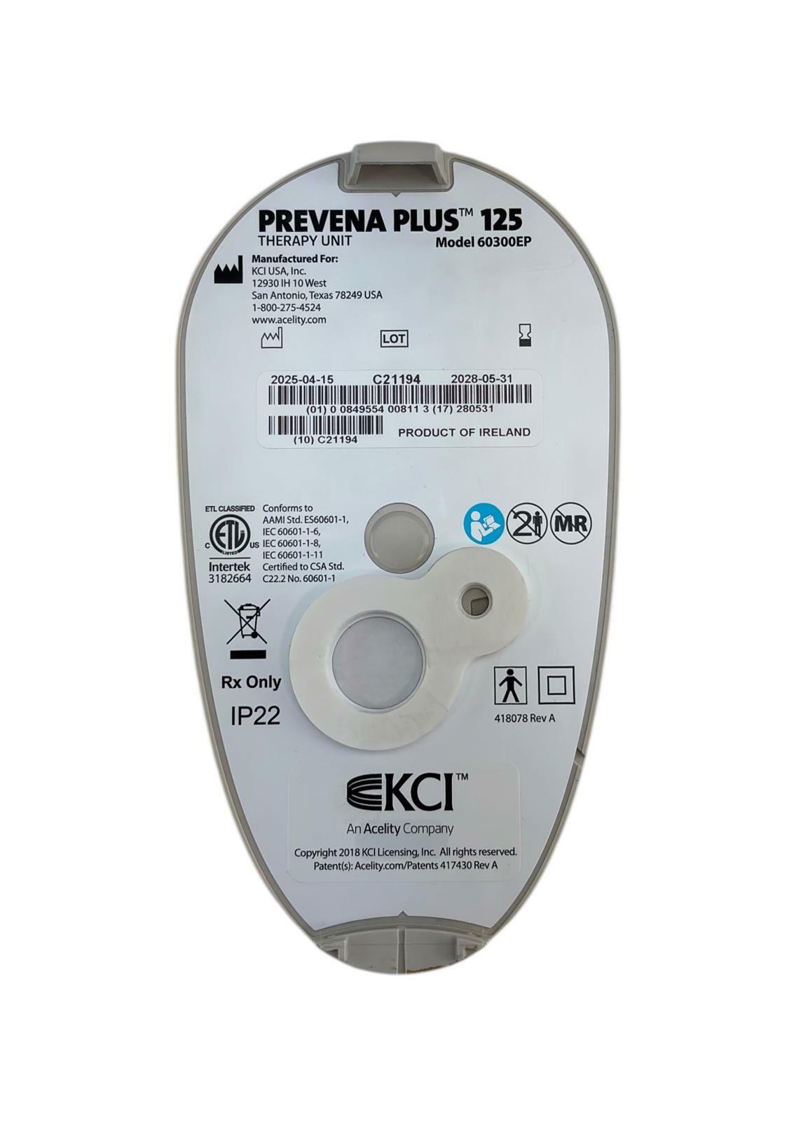 KCI Prevena Plus 125 Therapy Unit Incision Management System 60300EP