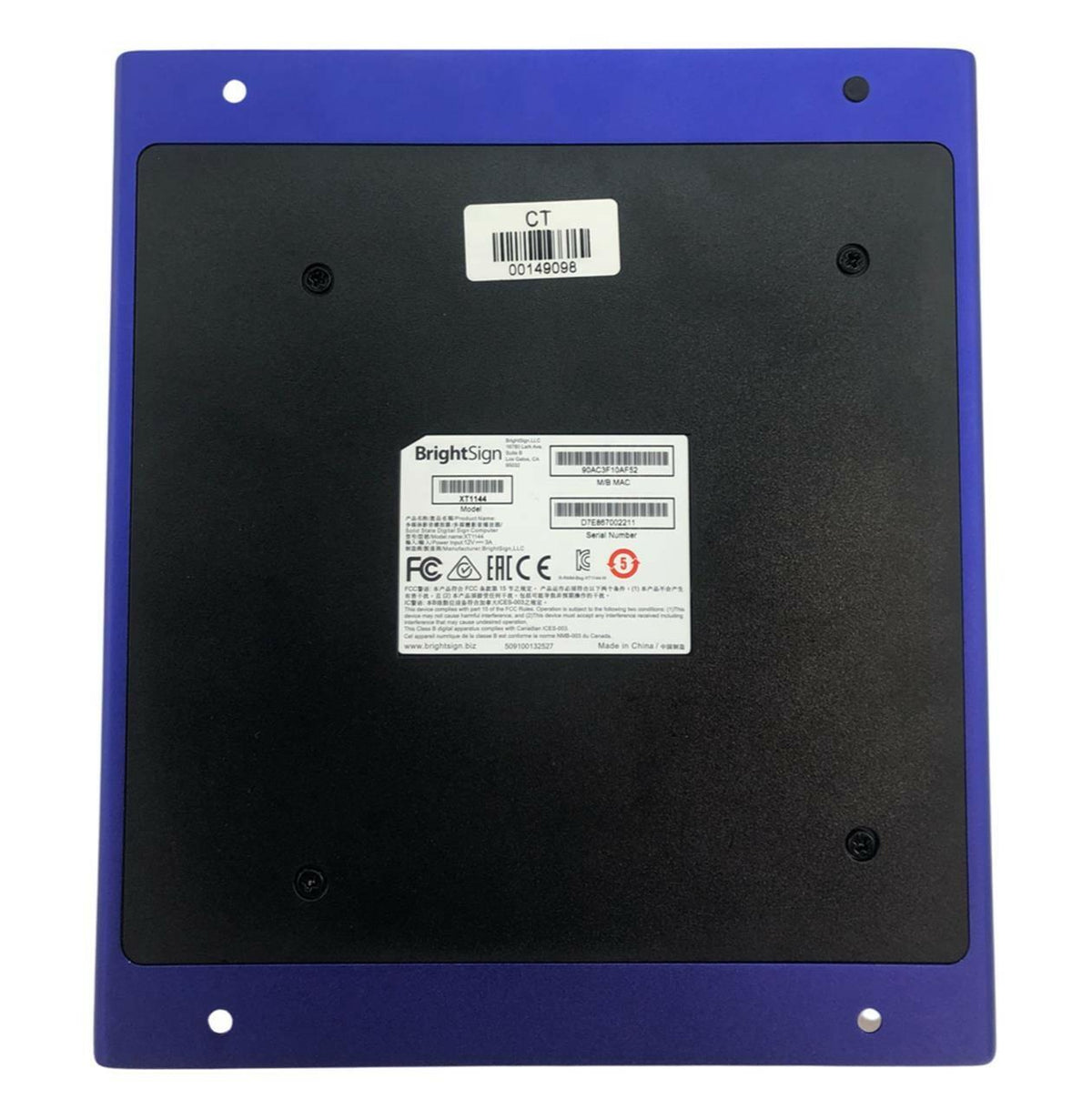 BrightSign XT1144 XT4 Expanded I/O 4k Player - No Power Supply