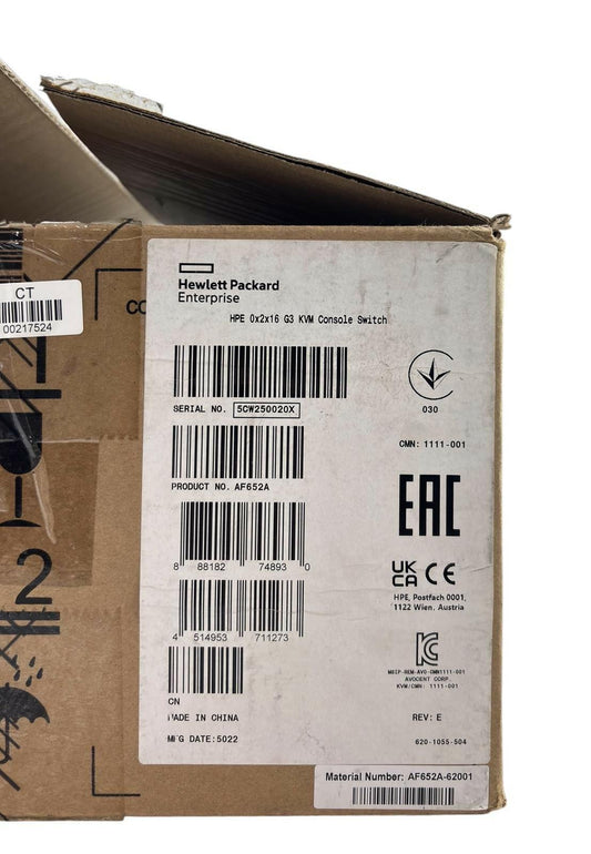 NEW - Open Box - HPE AF652A 0x2x16 G3 KVM Console Switch