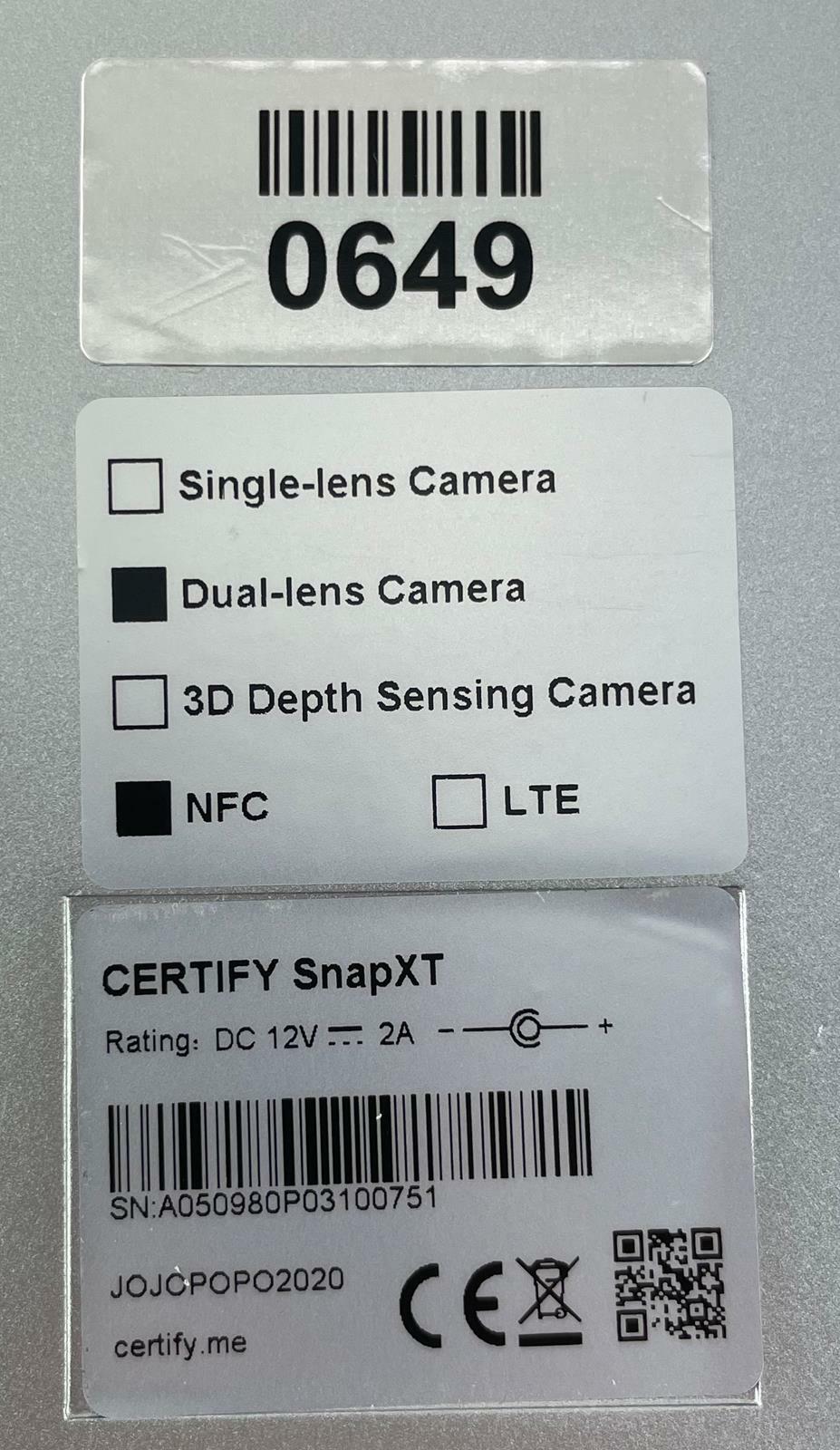 Certify Snap XT Pro Face Recognition Temperature Measurement Scanner