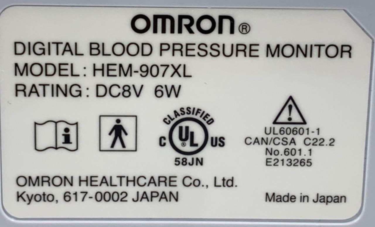 Omron HEM-907XL Intellisense Digital Blood Pressure Monitor - Unit Only