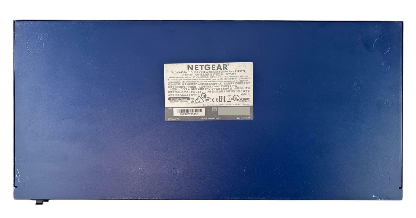 Netgear ProSafe FS750T2 48-Port 10/100 Smart Switch SFP Uplink