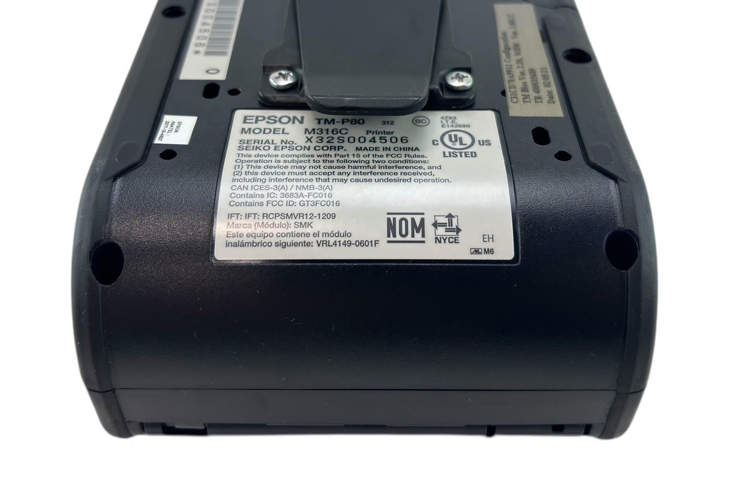 Epson TM-P80 M316C Mobile Wireless Thermal Receipt Printer - No AC