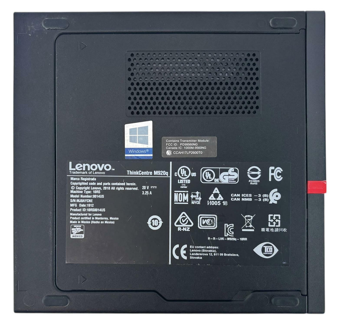 Lenovo ThinkCentre M920Q Mini 2.10GHz 6-Core i5-8500T 256GB SSD 8GB RAM Win11