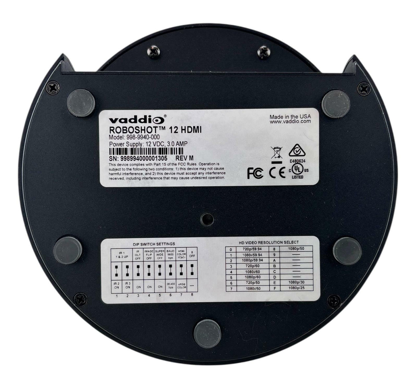 Vaddio RoboShot 12 HDMI PTZ Conferencing Camera 998-9940-000