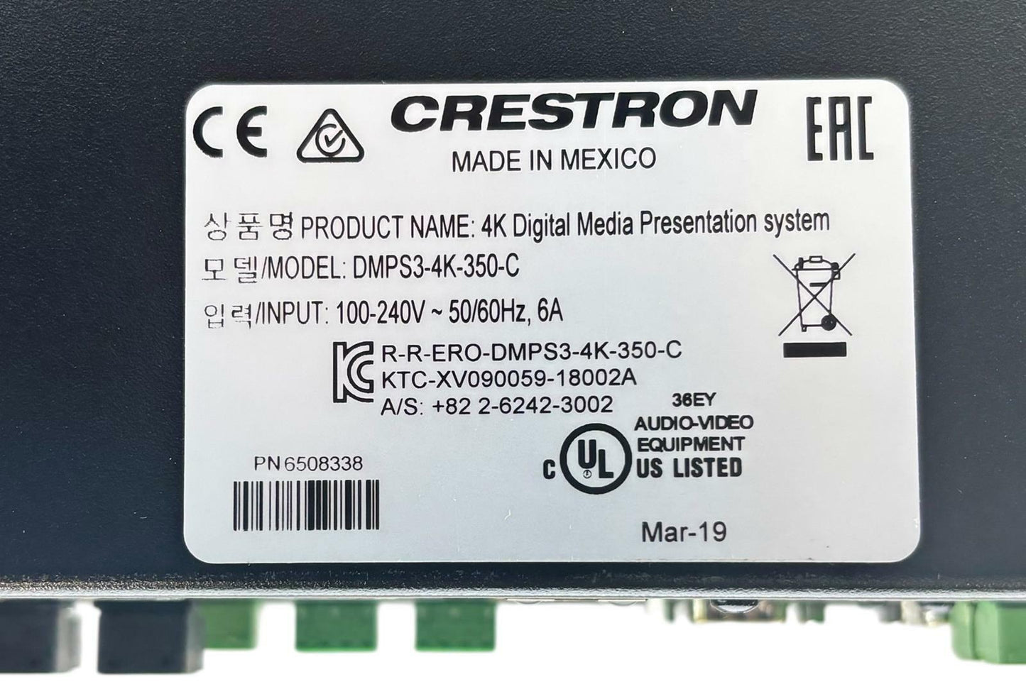 Crestron DMPS3-4K-350-C 3-Series 4k Digital Media Presentation System 6508338