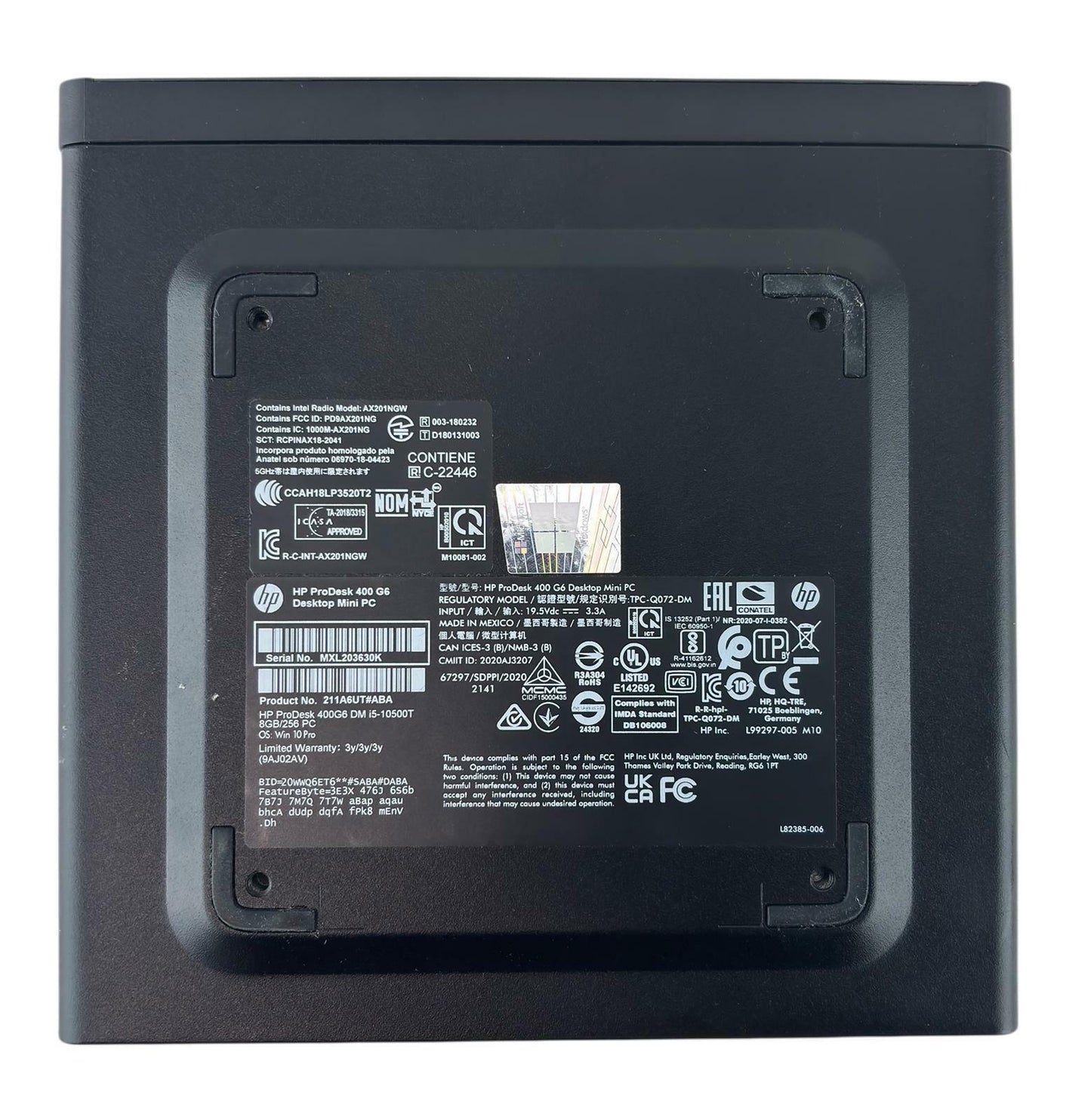 HP ProDesk 400 G6 Mini 2.3GHz 6-Core i5-10500T 256GB SSD 16GB RAM Windows 11 Pro