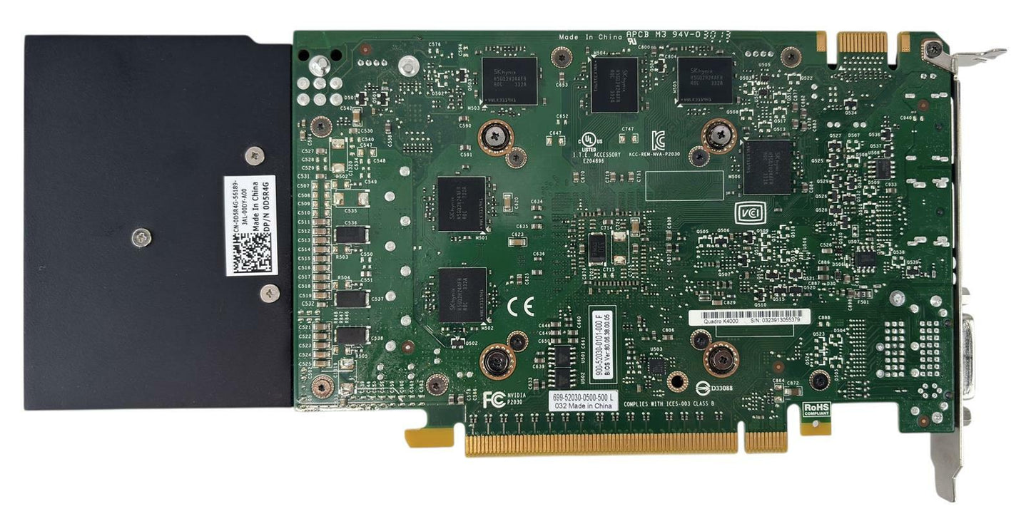 Nvidia Quadro K4000 3GB DDR5 DVI DP Graphics Card DP/N: 0D5R4G