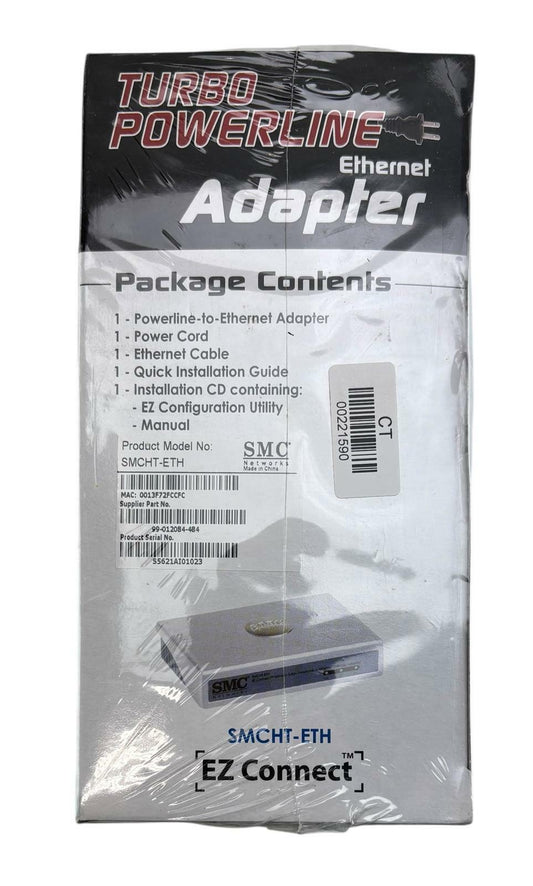 NEW - SMC Networks SMCHT-ETH Turbo Powerline EZ Connect Ethernet Adapter 85Mbps