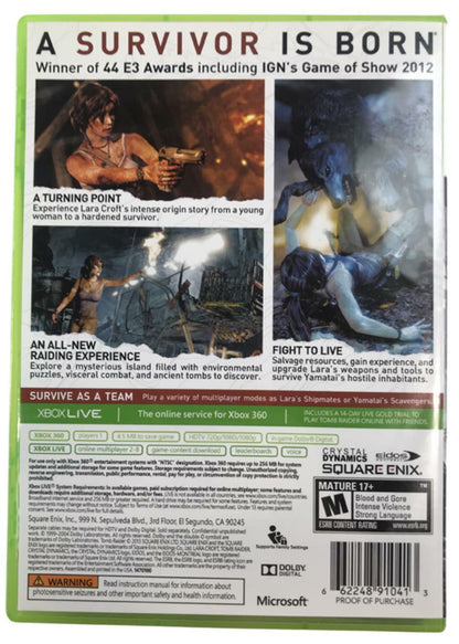Microsoft Xbox 360 - Tomb Raider - 2013 w/ Game Manual