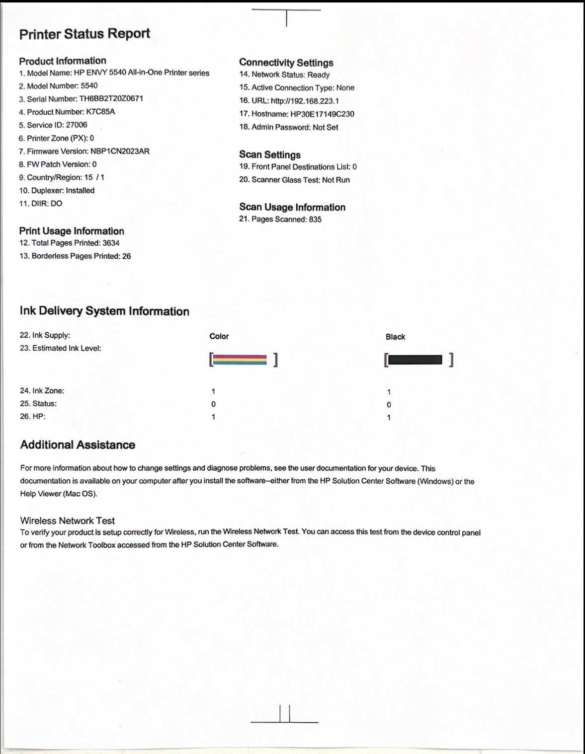 HP Envy 5540 All-in-One Scan/Copy/Photo Color inkjet Printer - 3634 Page Count