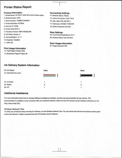 HP Envy 5540 All-in-One Scan/Copy/Photo Color inkjet Printer - 3634 Page Count