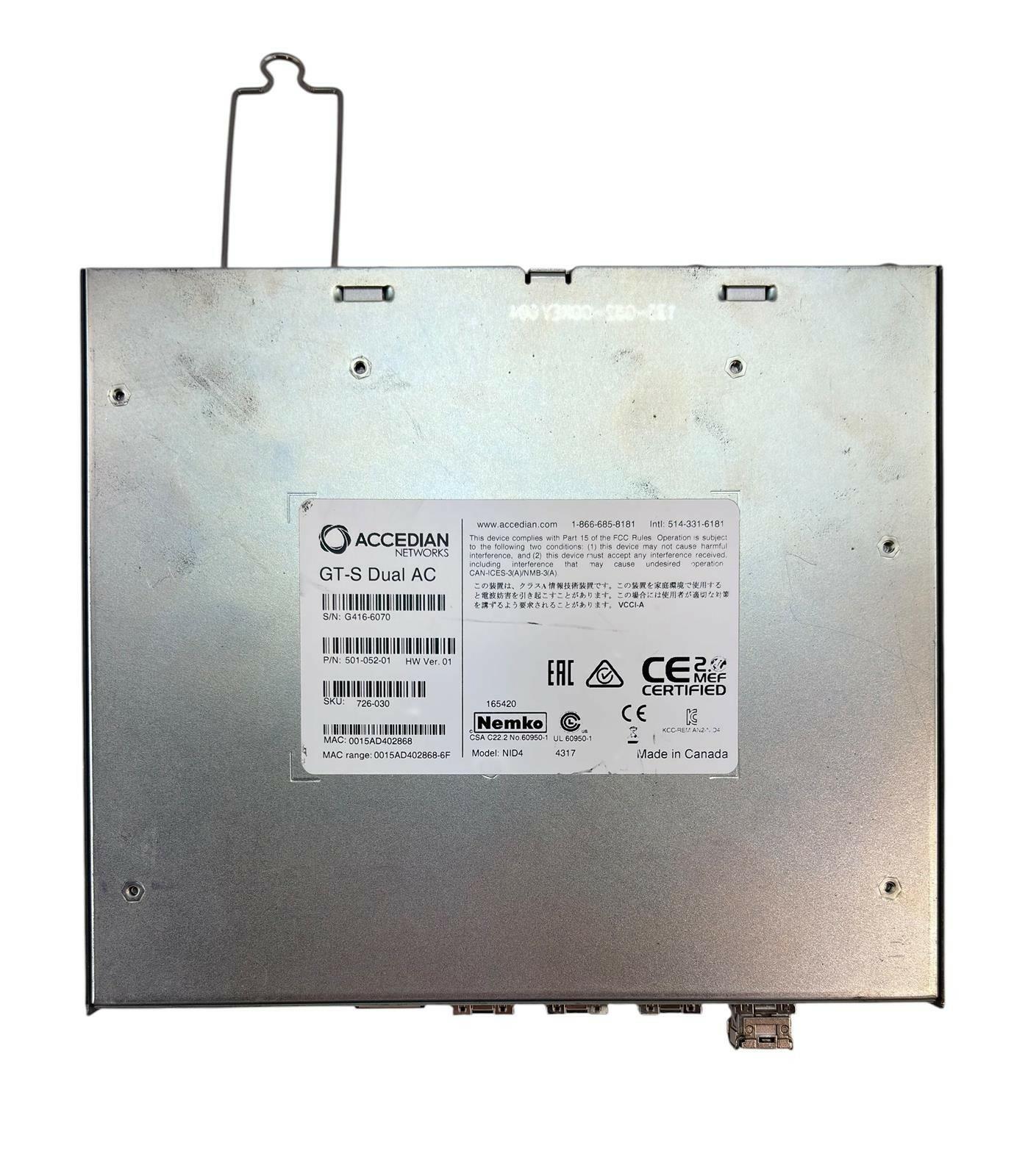 Accedian Networks MetroNID GT-S Dual AC NID4 (501-052-01) 726-030