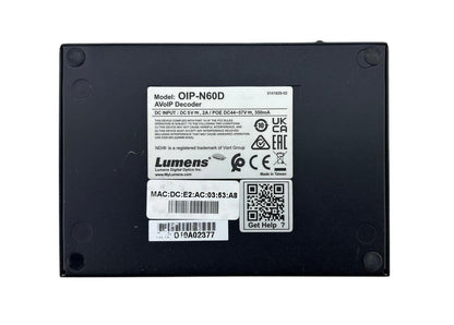 Lumens Digital Optics OIP-N60D 4K NDI HX AVoIP Decoder OIP Bridge