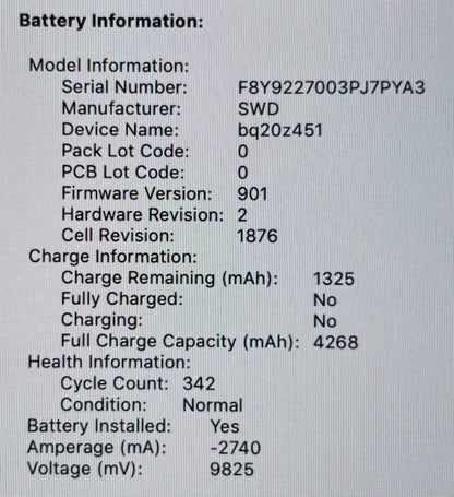 Apple MacBook Pro A1989 2019 2.4GHz Quad i5-8279U 256GB SSD 8GB RAM READ #226822