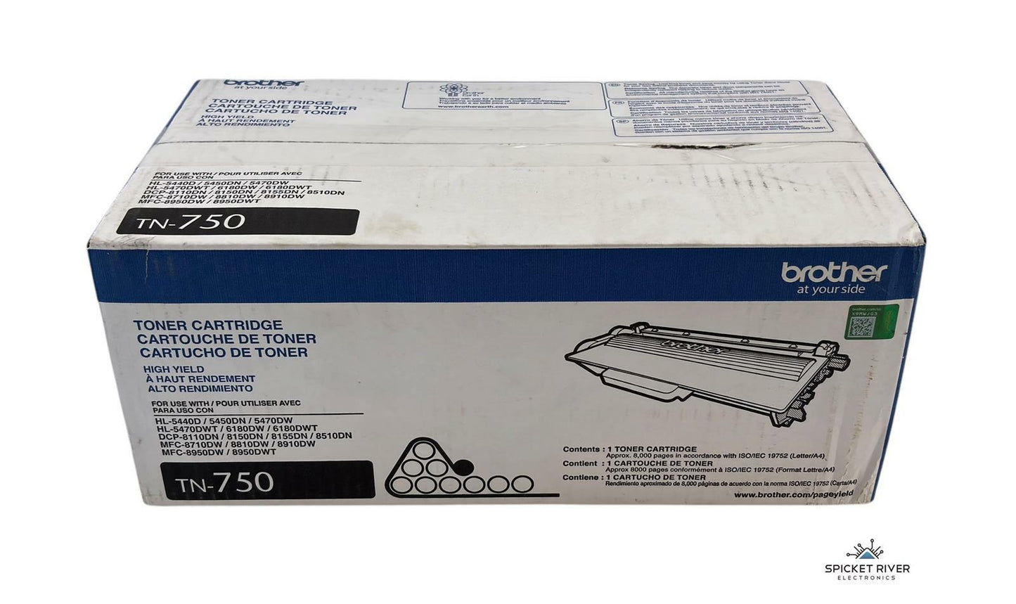 NEW - Genuine Brother TN-750 Black 8000 Page High Yield Toner Cartridge