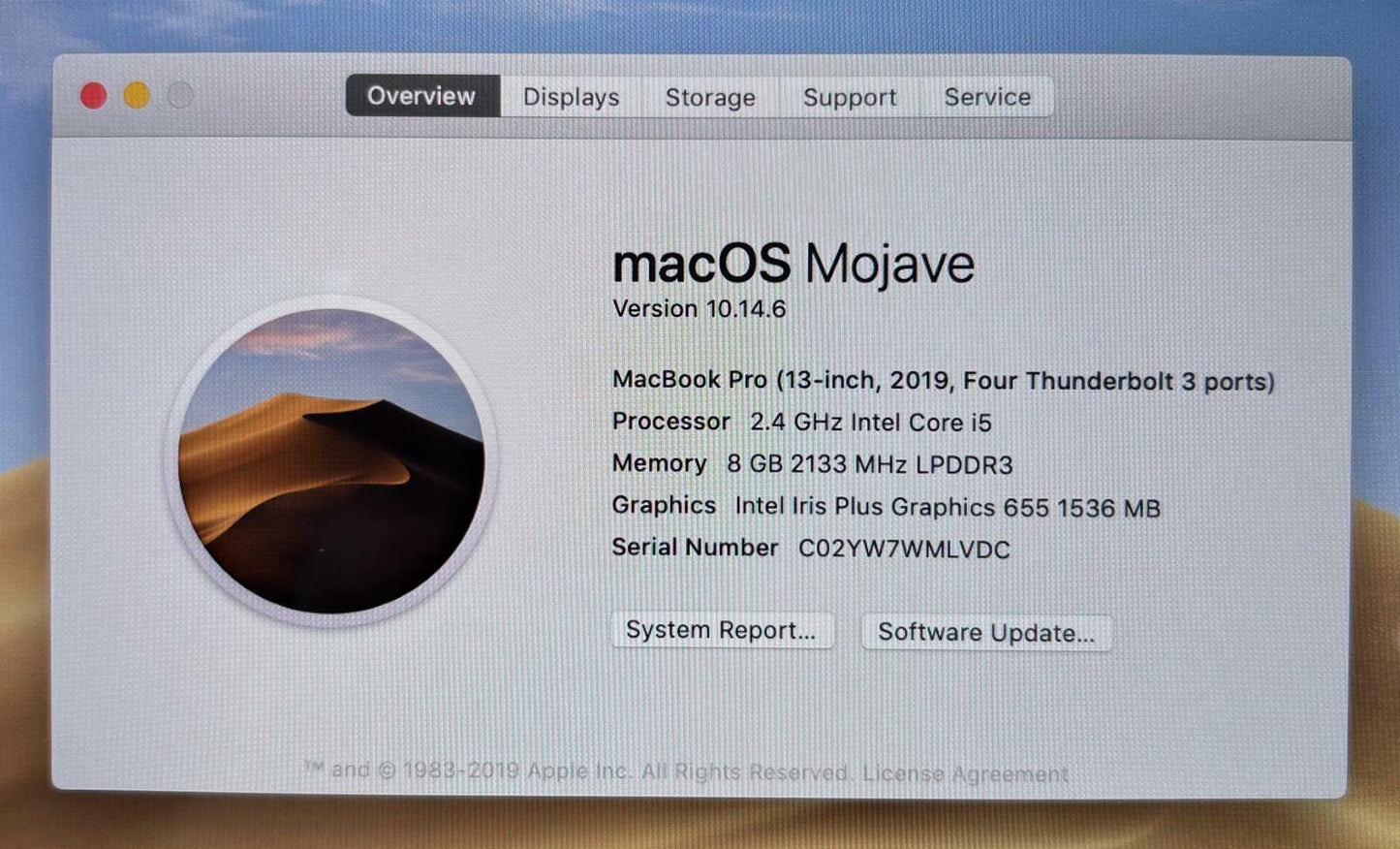 Apple MacBook Pro A1989 2019 2.4GHz Quad i5-8279U 256GB SSD 8GB RAM READ #226822
