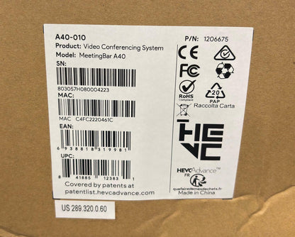 NEW- Open Box - Yealink MeetingBar A40 HD Video Conferencing Bar System A40010