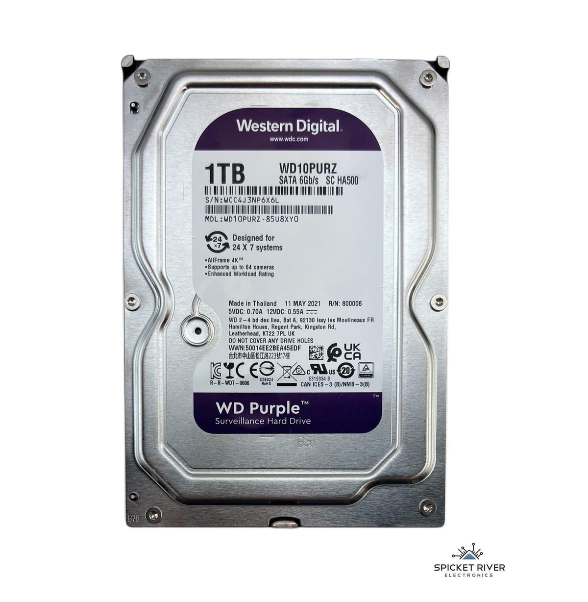 Western Digital Purple WD10PURZ 1TB SATA 6Gb/s 3.5" Hard Drive HDD