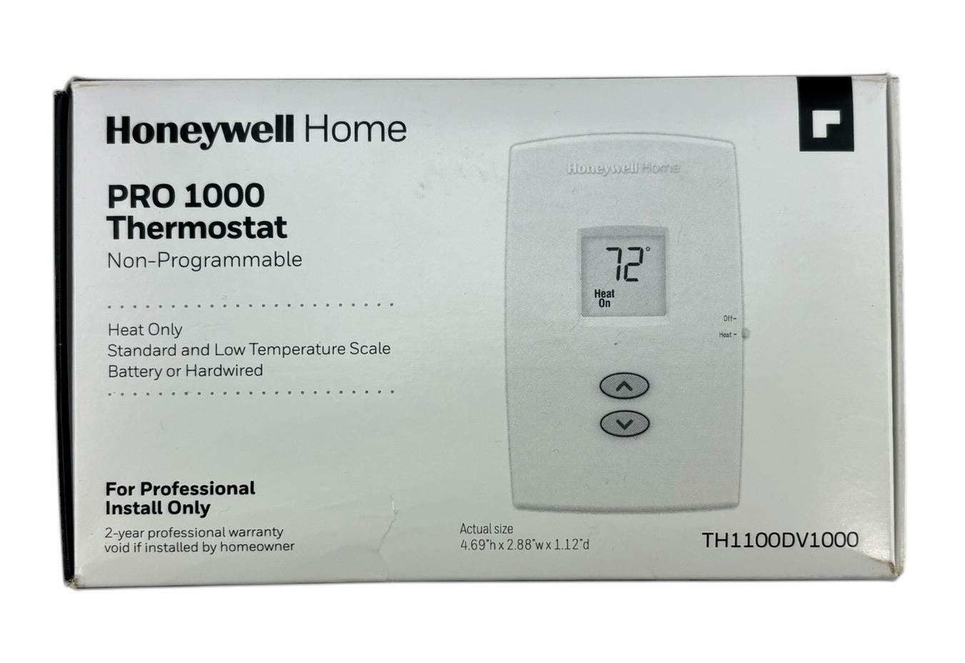 NEW - Honeywell Home PRO 1000 Non-Programmable Heat Only Thermostat TH1100DV1000