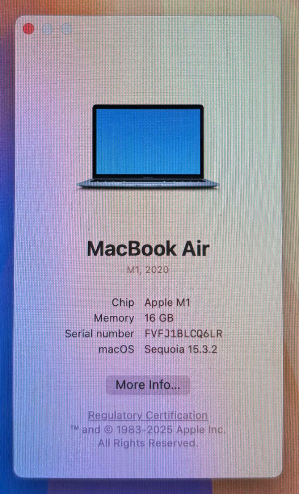 Apple MacBook Air A2337 13" 2020 2.10GHz 8-Core M1 256GB SSD 16GB RAM #226819
