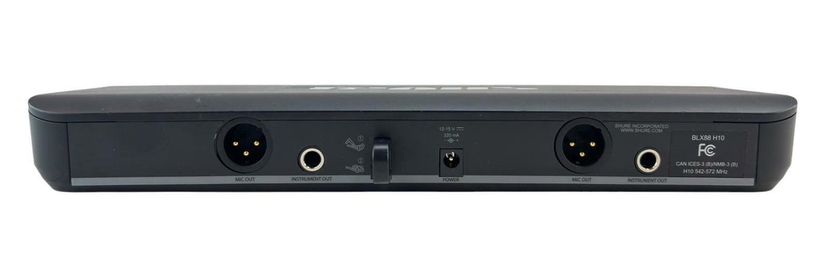 Shure BLX88 H10 542-572 MHz Dual Channel Wireless Receiver w/ XLR Cables - No AC