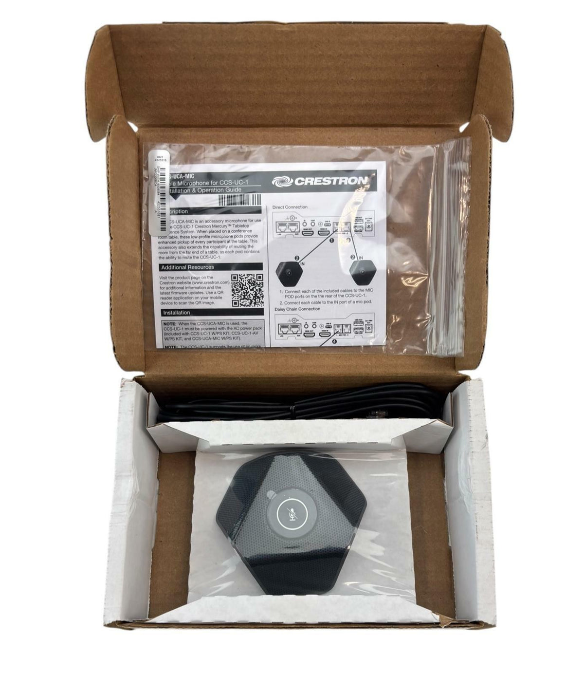 NEW - Open Box - Crestron CCS-UCA-MIC 6508084 Tabletop Microphone Pod Flex