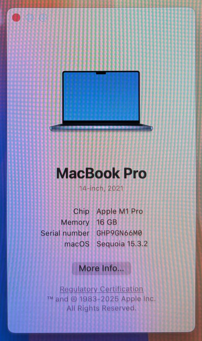 Apple MacBook Pro 14" A2442 2021 8-Core M1 Pro 512GB SSD 16GB RAM - READ #226814
