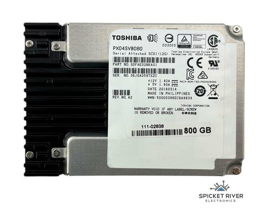 Toshiba PX04SVB080 800GB SAS 12Gb/s 2.5" Enterprise Solid State SSD SDFAE02NKA01