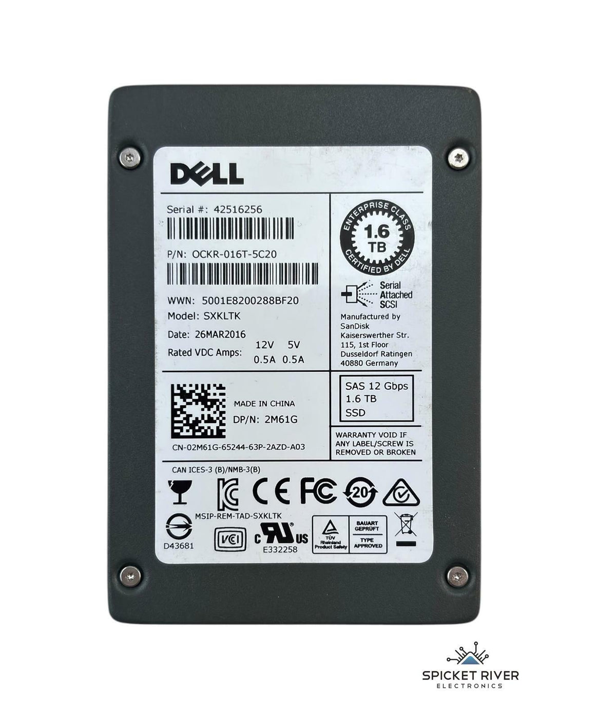 Dell / SanDisk SXKLTK 1.6TB SAS 12Gb/s 2.5" Enterprise SSD OCKR-016T-5C20