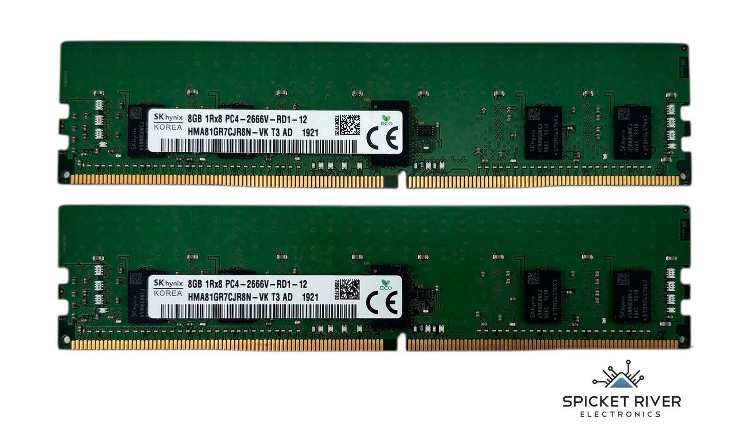 Lot of 2 - SK Hynix HMA81GR7CJR8N-VK 8GB 1Rx8 PC4-2666V DDR4 ECC Server RAM