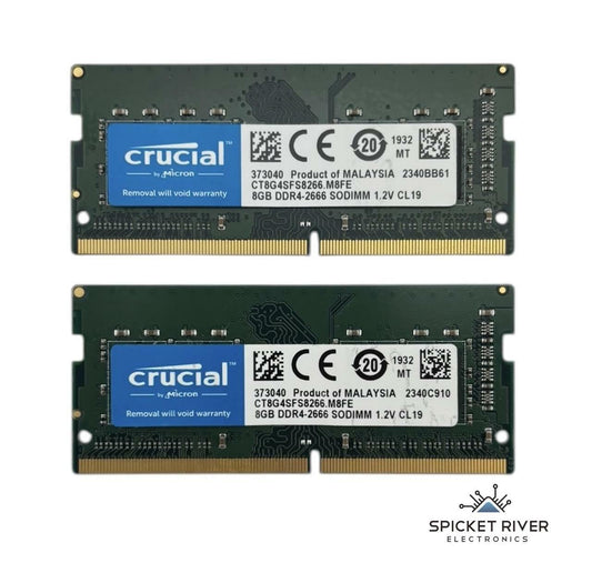 Lot of 2 - Crucial by Micron CT8G4SFS8266.M8FE 8GB DDR4-2666 SODIMM Laptop RAM