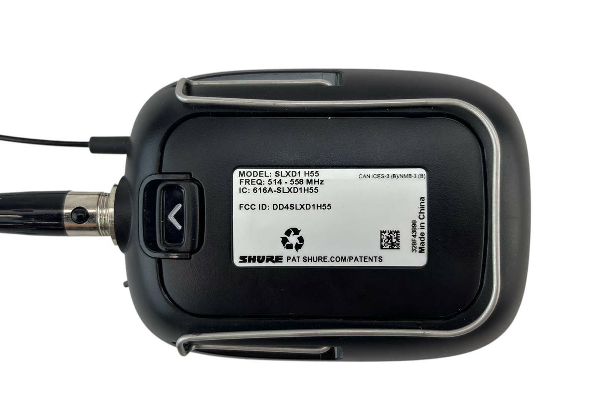 Shure SLXD1 H55 514-558 MHz Wireless Bodypack Transmitter w/ Shure Lavalier Mic