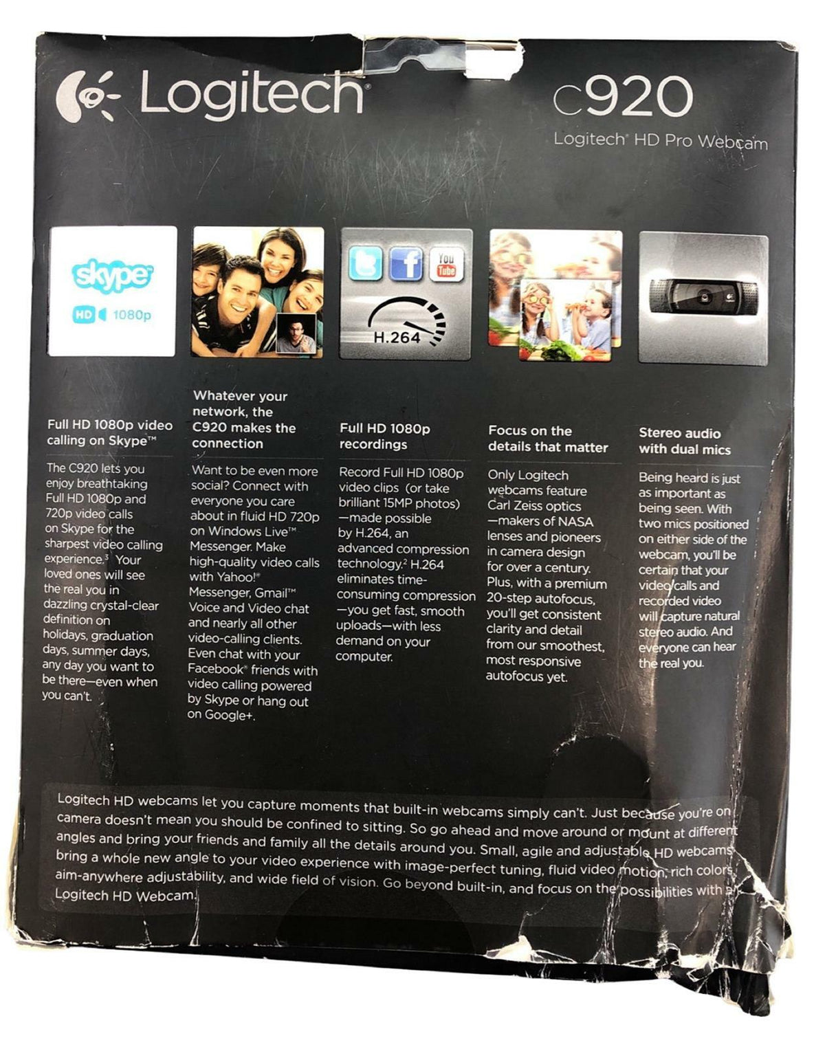 NEW - Open Box - Logitech C920 USB HD Pro 1080p Webcam