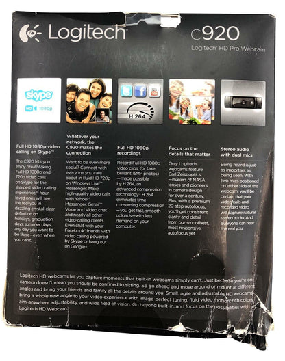 NEW - Open Box - Logitech C920 USB HD Pro 1080p Webcam