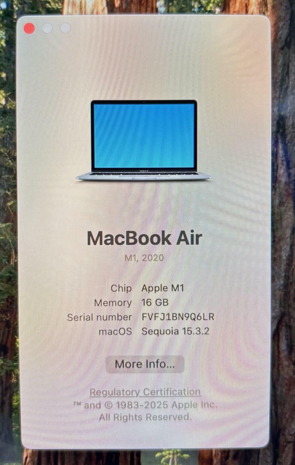 Apple MacBook Air 13" A2337 2020 2.10GHz 8-Core M1 256GB SSD 16GB RAM #226821