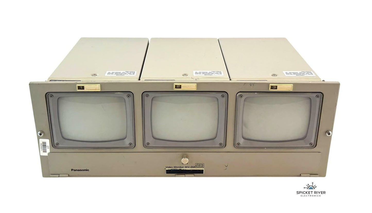 3x Panasonic WV-BM500U CRT Video Monitors w/ WV-BM503 Rackmount