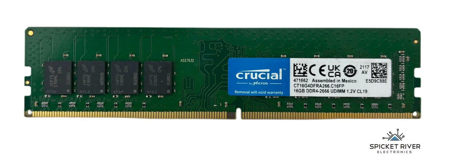 Crucial by Micron CT16G4DFRA266.C16FP 16GB DDR4-2666 UDIMM 1.2V CL19 RAM Memory