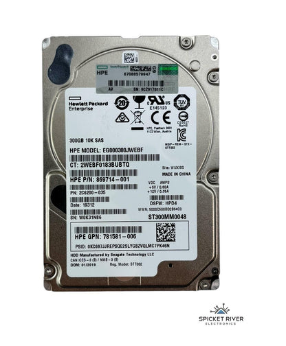 Lot of 4 - HP EG000300JWEBF 300GB 10K RPM SAS 2.5" Internal Enterprise HDD