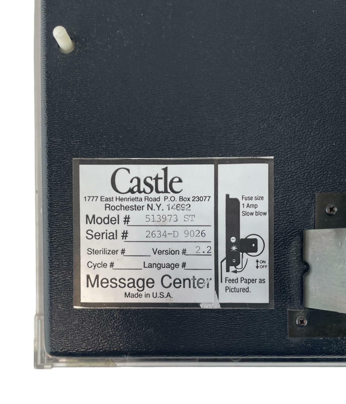 Castle Message Center Assembly 513973 ST Version 2.2 for MDT Steam Sterilizer