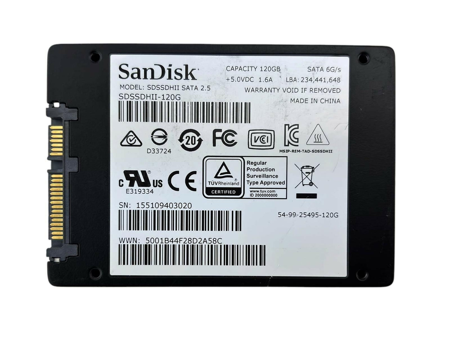 Lot of 6 - SanDisk Ultra II SDSSDHII-120G 120GB SATA 6G/s 2.5" Internal SSD
