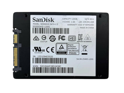 Lot of 6 - SanDisk Ultra II SDSSDHII-120G 120GB SATA 6G/s 2.5" Internal SSD