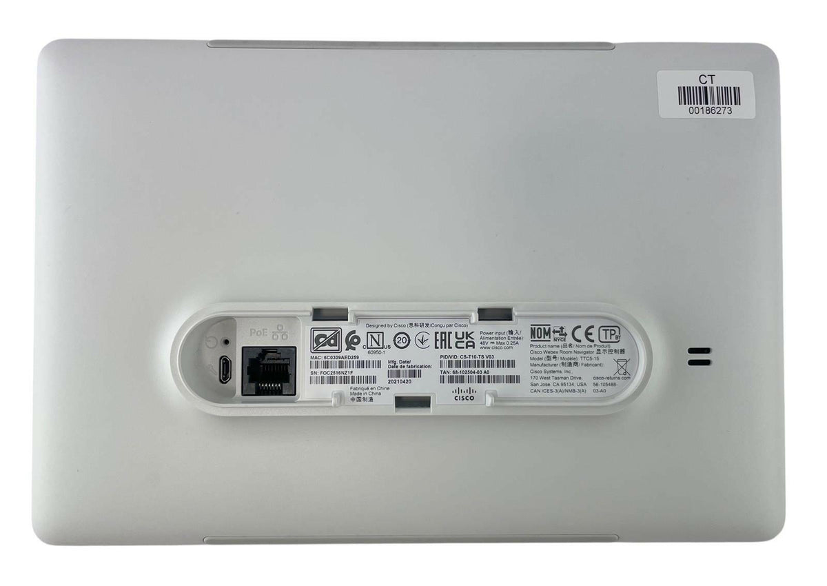 Cisco TTC5-15 10.1" Webex Room Navigator Touchscreen CS-T10-TS V03